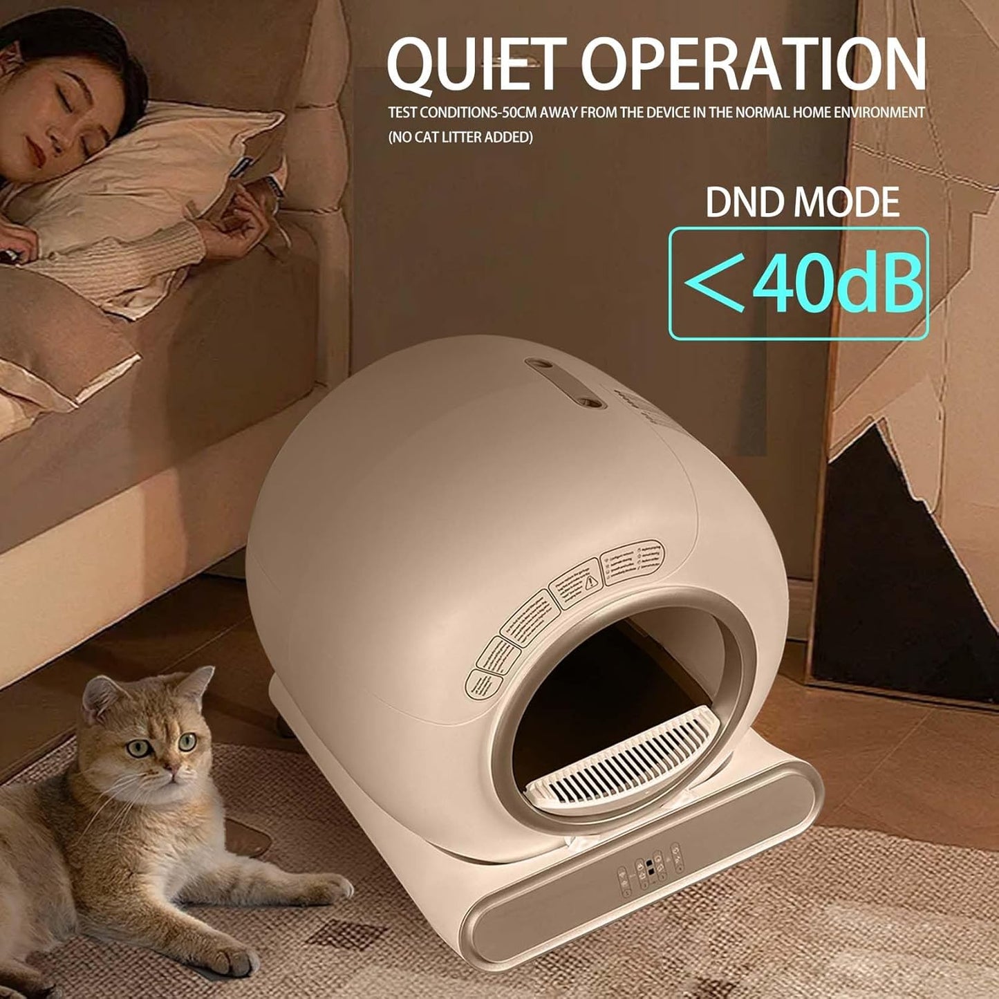 Self Cleaning Cat Litter Tray Large Automatic Cat Litter Box Smell Free Robot Cat Litter Box with APP Control 74L Electric Cat Toilet for Multiple Cats (Type C)