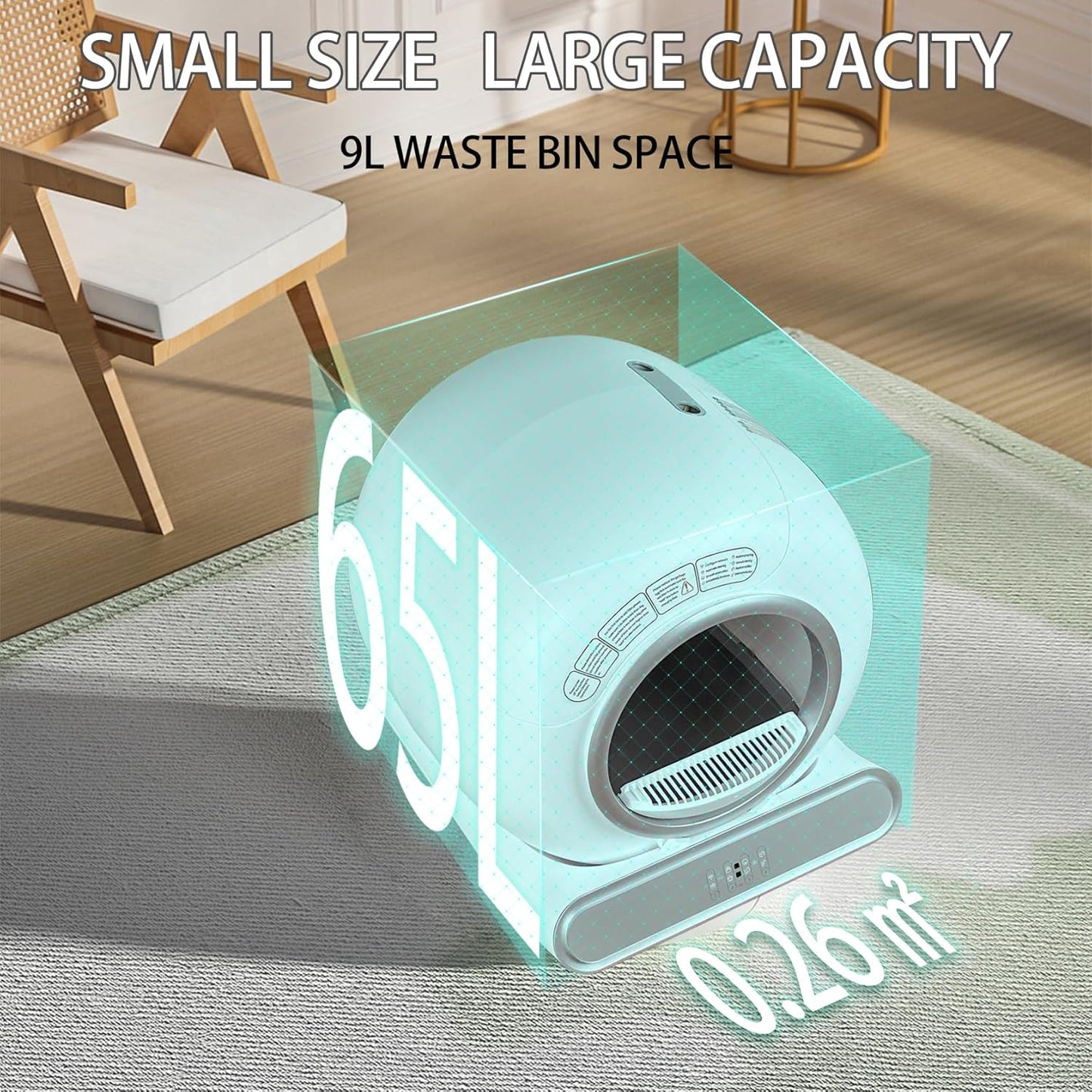 Self Cleaning Cat Litter Tray Large Automatic Cat Litter Box Smell Free Robot Cat Litter Box with APP Control 74L Electric Cat Toilet for Multiple Cats (Type C)