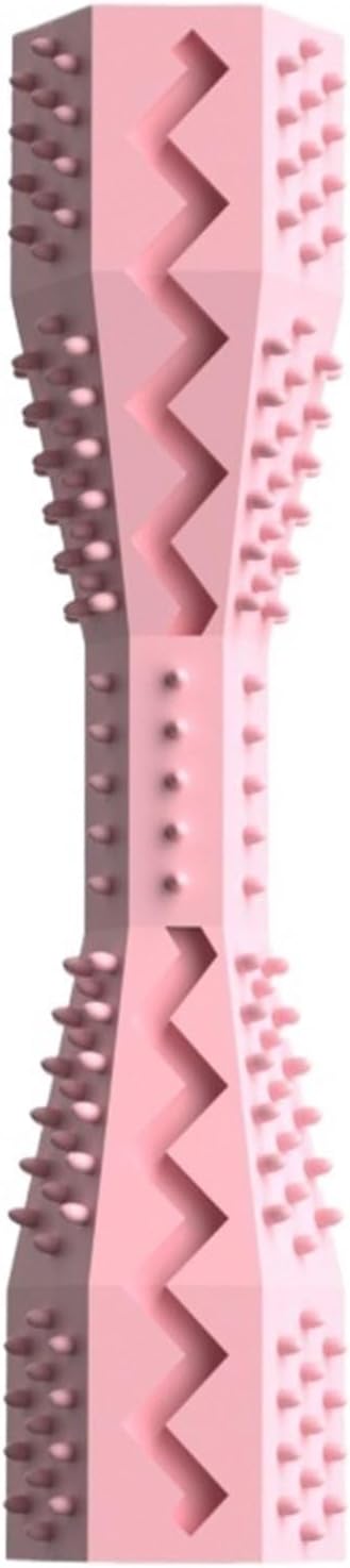 IKSJHKL 2-Pack Hexagonal Pet Toys - Durable Dog Chew Toys for Aggressive Chewers, Teething Puppies, Boredom Relief, Long-Lasting Rubber Chew Bone for Indoor Play & Training(Pink)