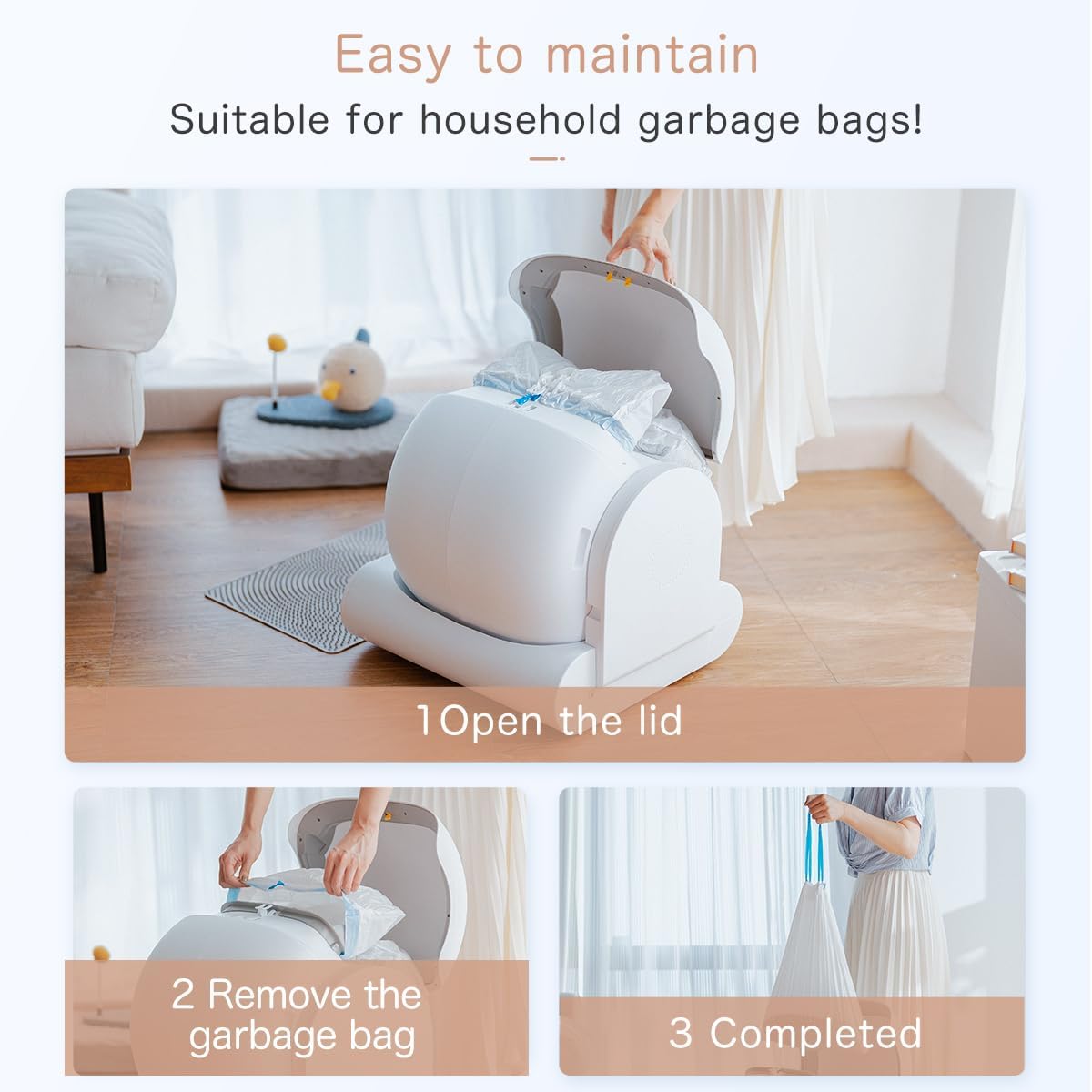 Self Cleaning Cat Litter Tray: Automatic Litter Box, 65L Extra Large Cat Litter Box with APP Control & Safety Protection & Odor Removal, Closed Smart Cat Toilet with Mat for Multiple Cats