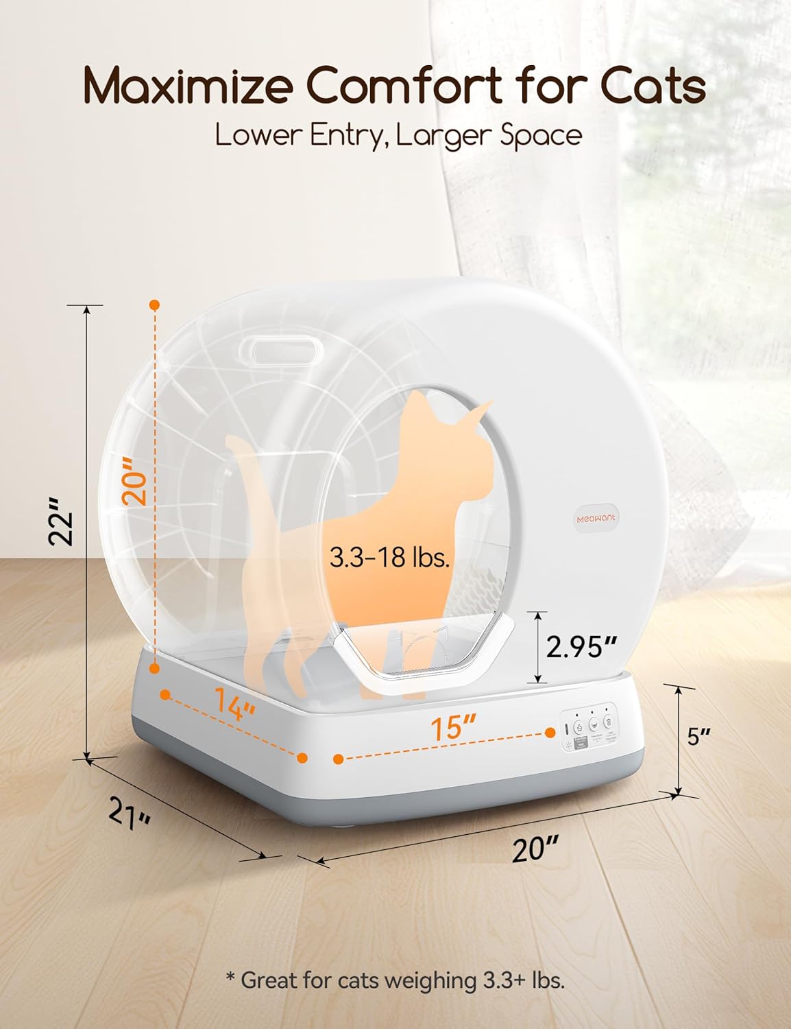Self Cleaning Cat Litter Tray, Integrated Safety Protection Automatic Cat Litter Tray for Multiple Cats, Extra Large/Odor Removal/APP Control Smart Robot Tray with Mat & Liner