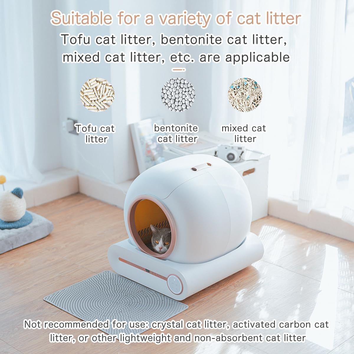 Self Cleaning Cat Litter Tray: Automatic Litter Box, 65L Extra Large Cat Litter Box with APP Control & Safety Protection & Odor Removal, Closed Smart Cat Toilet with Mat for Multiple Cats