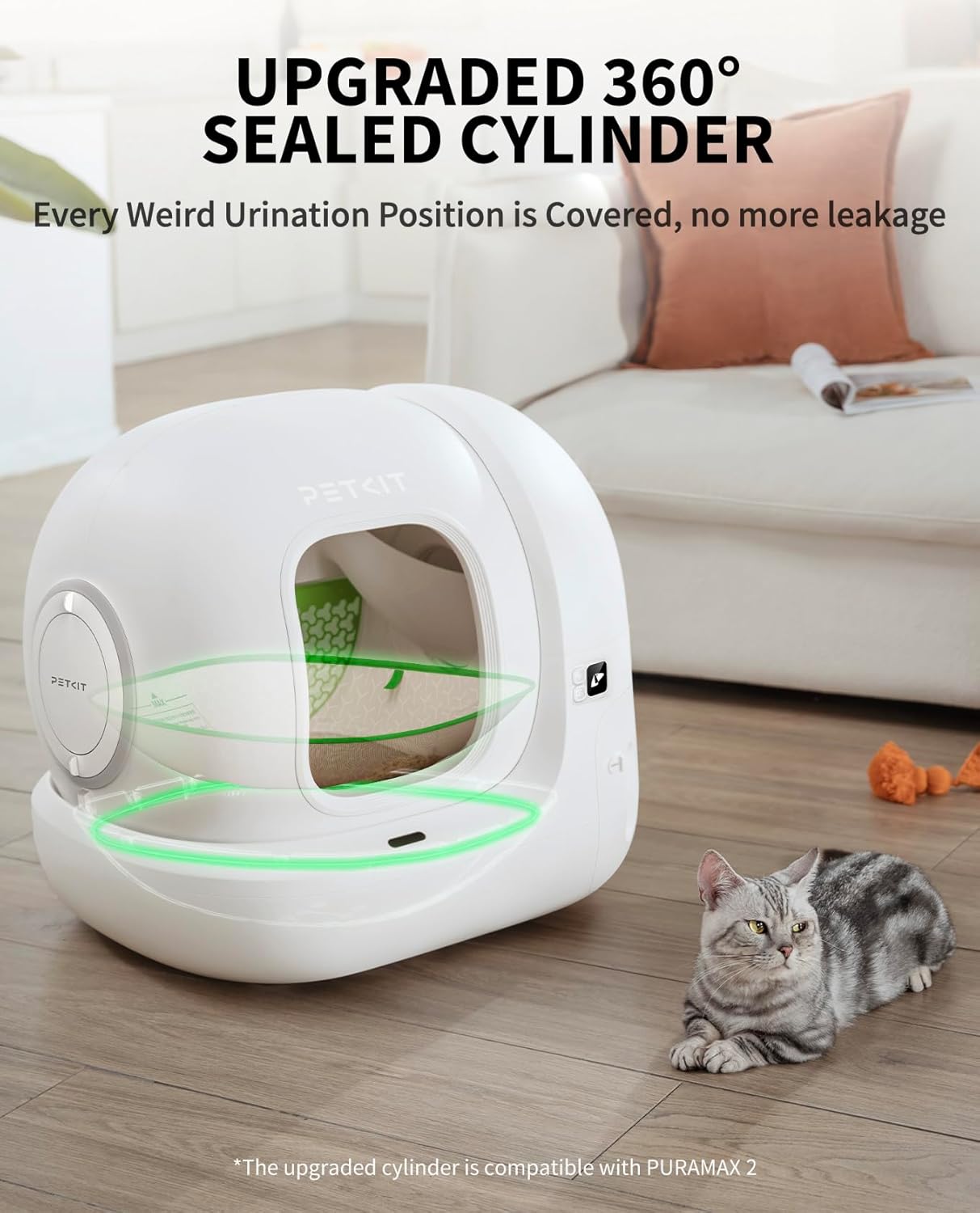 PURA MAX 2 Self Cleaning Cat Litter Tray, App Control, 76L Extra Large Automatic Cat Litter Tray for Multi-cats, Odour Control with N50, xSecure Robot Litter Box, Includes Trash Liner