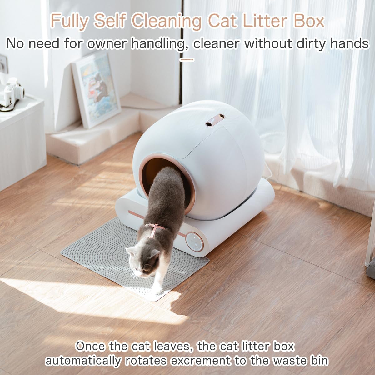 Self Cleaning Cat Litter Tray: Automatic Litter Box, 65L Extra Large Cat Litter Box with APP Control & Safety Protection & Odor Removal, Closed Smart Cat Toilet with Mat for Multiple Cats