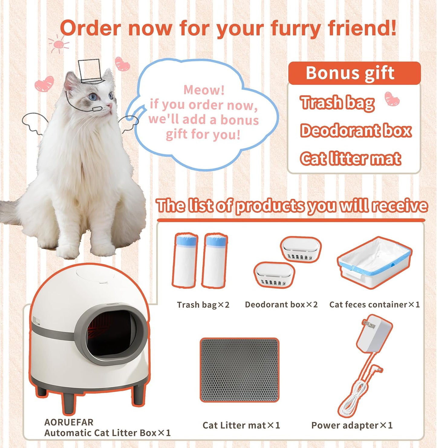 Self Cleaning Cat Litter Tray, 60L Extra Large Capacity Automatic Cat Tray for Multiple Cats, Electric Self Cleaning Litter Boxes with Safety Protection, APP Control, Odor Removal