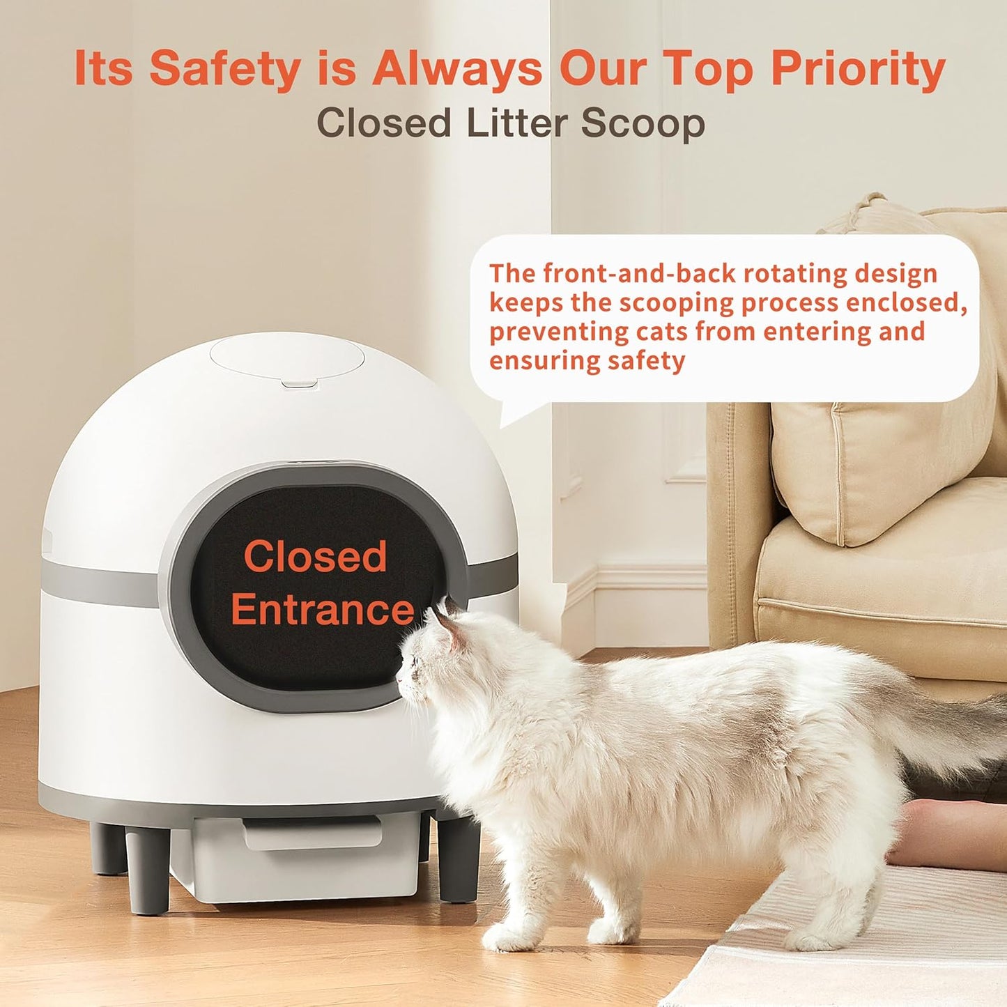 Self Cleaning Cat Litter Tray, 60L Extra Large Capacity Automatic Cat Tray for Multiple Cats, Electric Self Cleaning Litter Boxes with Safety Protection, APP Control, Odor Removal